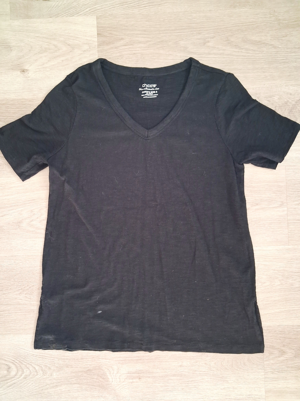 Chico's Black V-Neck Short Sleeve The Ultimare Tee